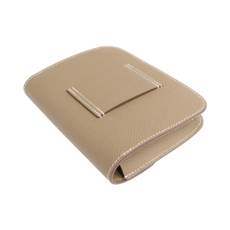 HERMES Epsom皮革Constance Slim金扣錢包Etoupe-4
