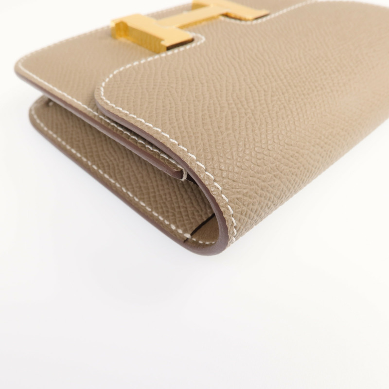 HERMES Epsom皮革Constance Slim金扣錢包Etoupe-8