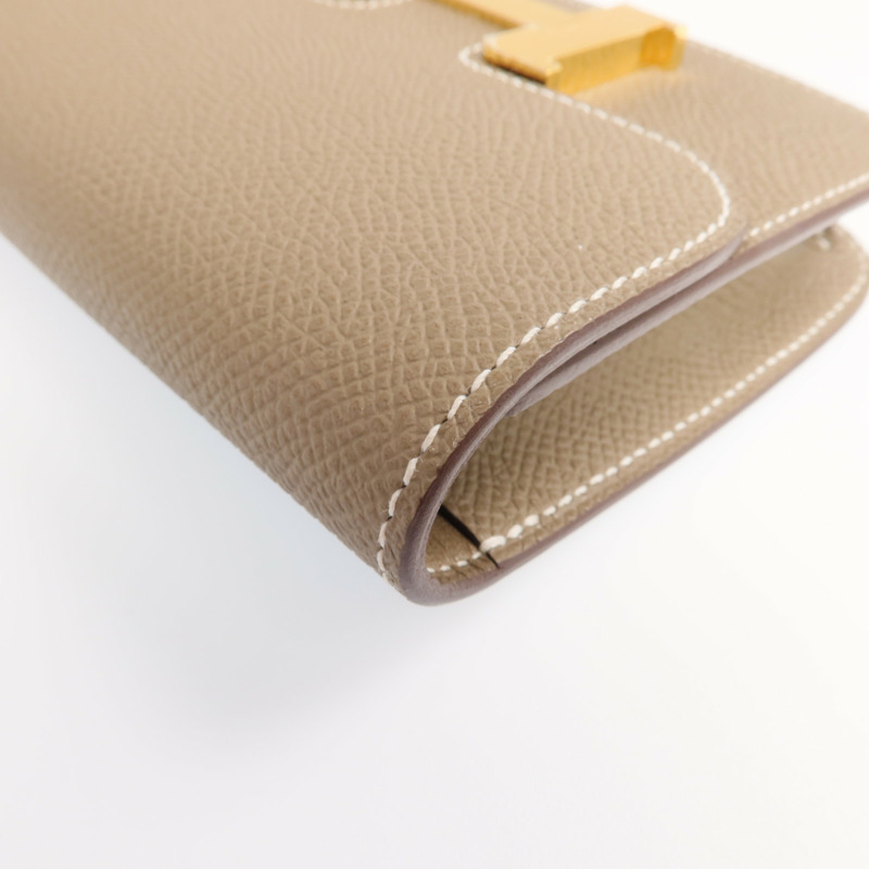HERMES Epsom皮革Constance Slim金扣錢包Etoupe-9