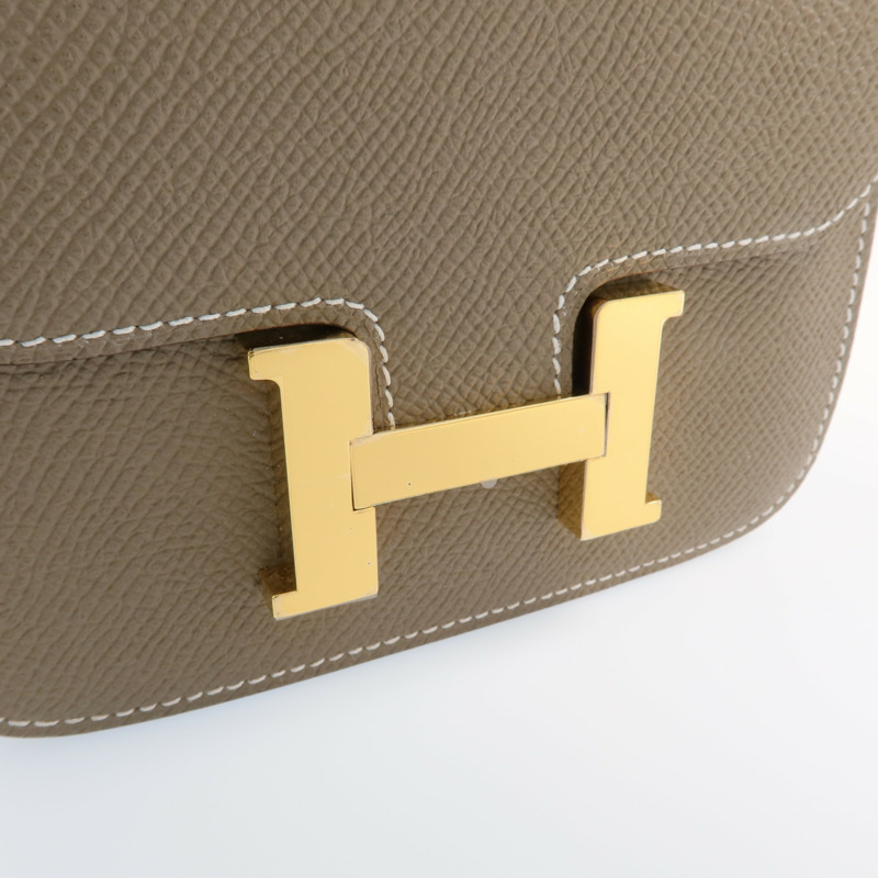 HERMES Epsom皮革Constance Slim金扣錢包Etoupe-10
