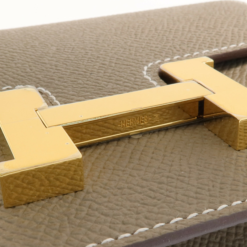 HERMES Epsom皮革Constance Slim金扣錢包Etoupe-11