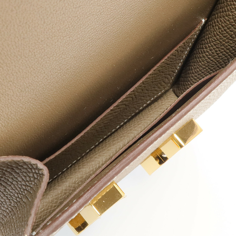 HERMES Epsom皮革Constance Slim金扣錢包Etoupe-13