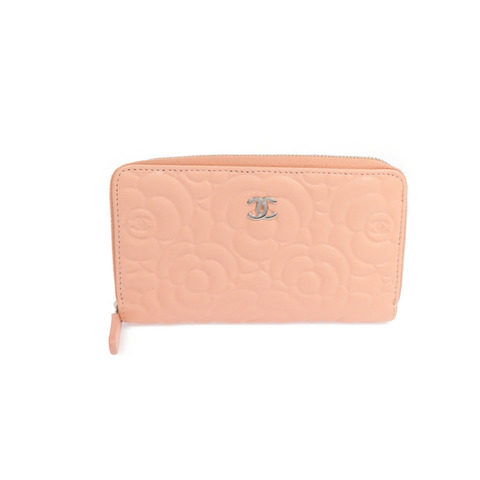 CHANEL 羊皮皮革Zipper long Wallet銀扣長錢包