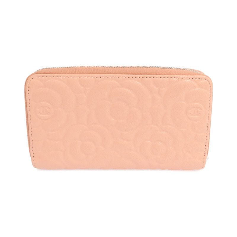 CHANEL 羊皮皮革Zipper long Wallet銀扣長錢包-1