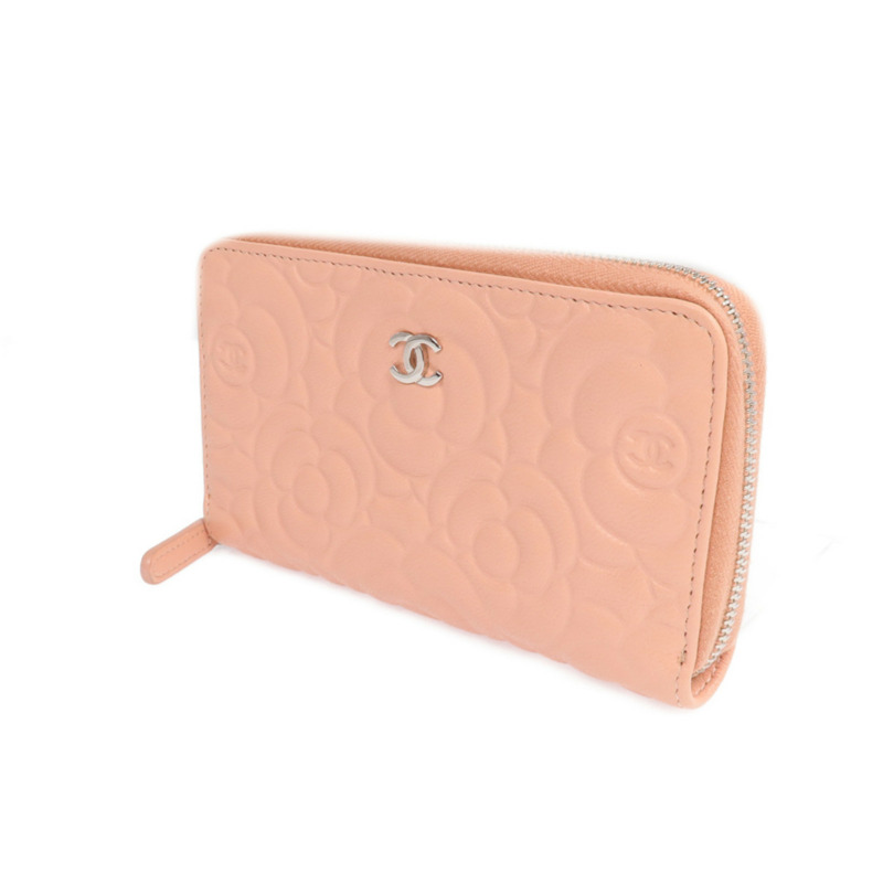 CHANEL 羊皮皮革Zipper long Wallet銀扣長錢包-2