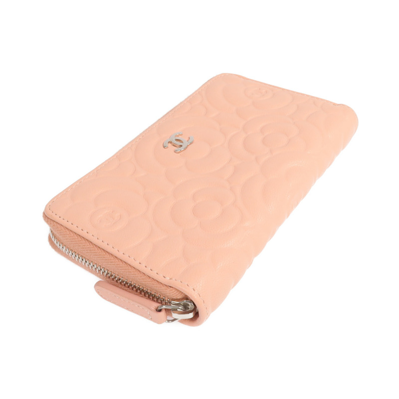 CHANEL 羊皮皮革Zipper long Wallet銀扣長錢包-3