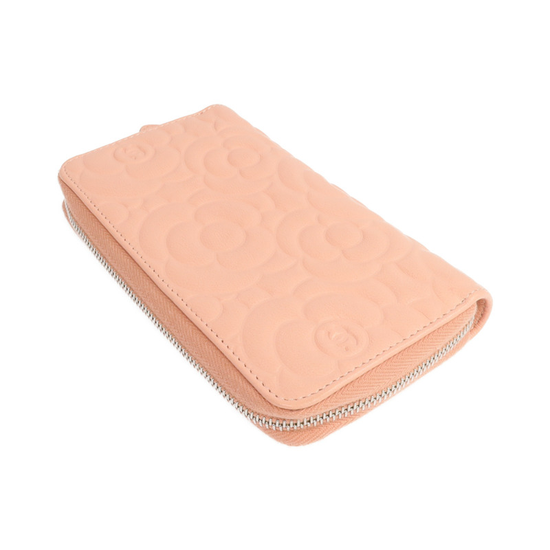 CHANEL 羊皮皮革Zipper long Wallet銀扣長錢包-4