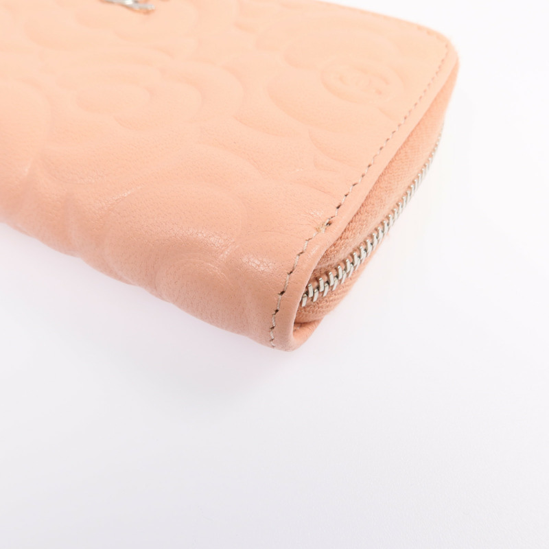 CHANEL 羊皮皮革Zipper long Wallet銀扣長錢包-7