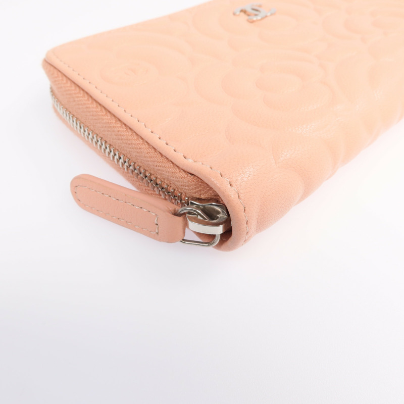 CHANEL 羊皮皮革Zipper long Wallet銀扣長錢包-8