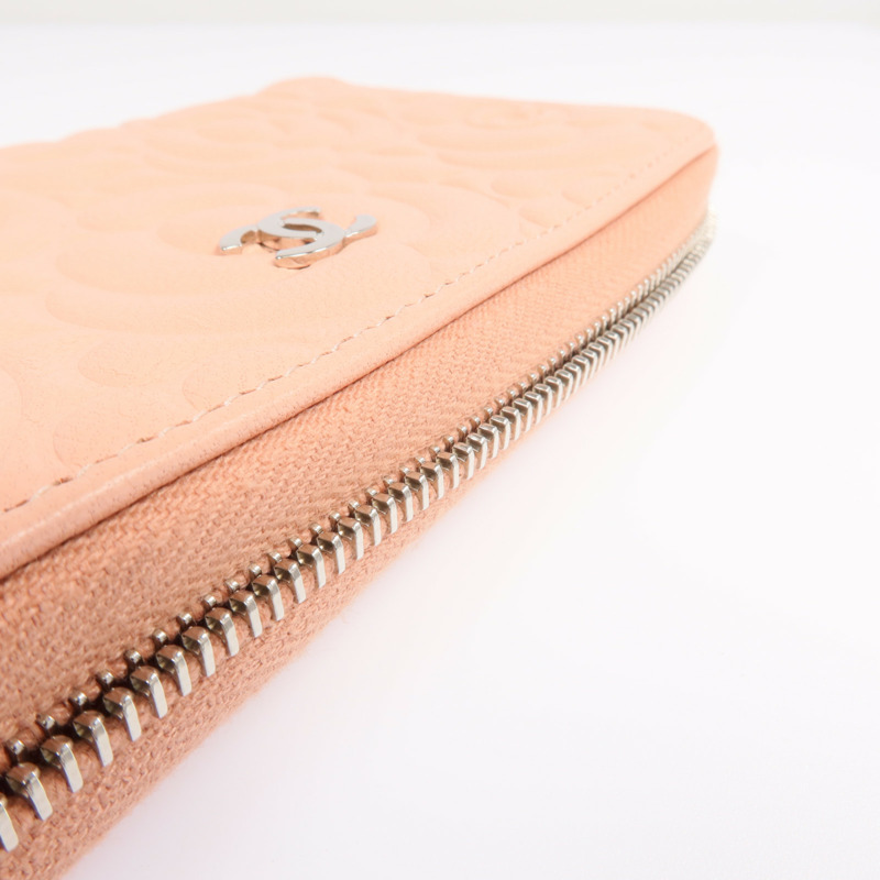CHANEL 羊皮皮革Zipper long Wallet銀扣長錢包-13