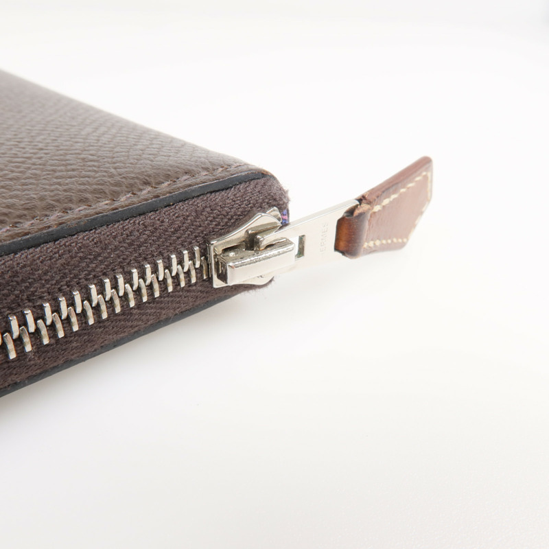 HERMES Epsom皮革Silk In Long Wallet 銀扣長錢包-10