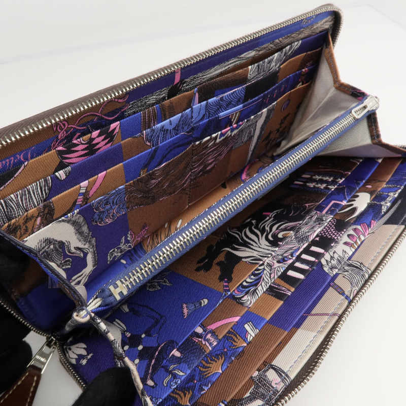 HERMES Epsom皮革Silk In Long Wallet 銀扣長錢包-12