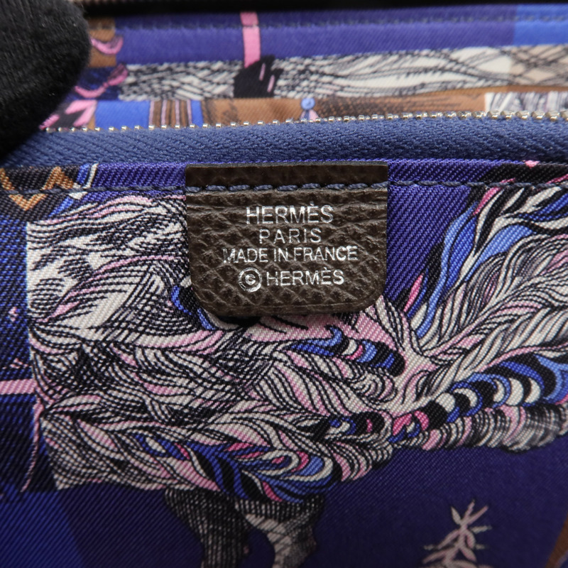 HERMES Epsom皮革Silk In Long Wallet 銀扣長錢包-14