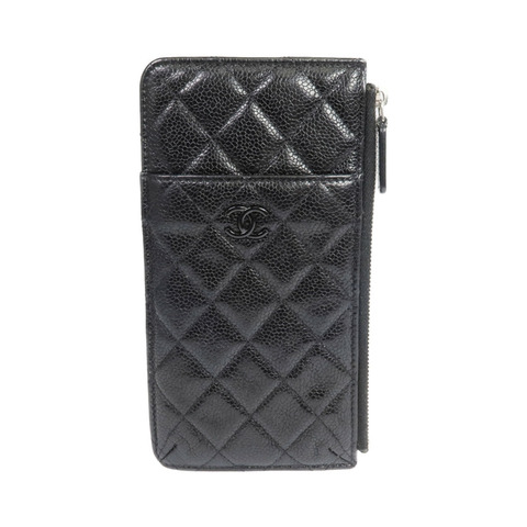 CHANEL 牛皮皮革Phone Zipper Wallet銀扣長錢包