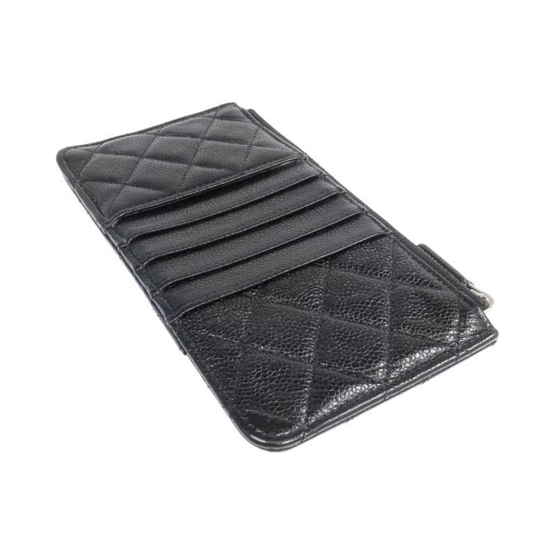 CHANEL 牛皮皮革Phone Zipper Wallet銀扣長錢包-4