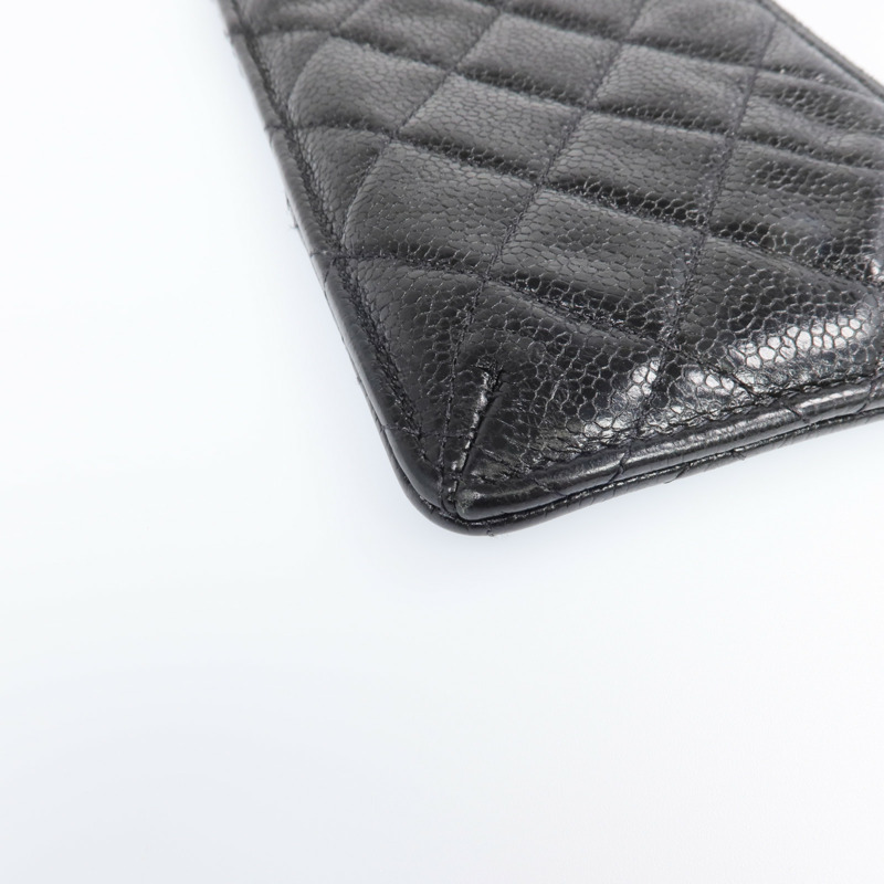 CHANEL 牛皮皮革Phone Zipper Wallet銀扣長錢包-7