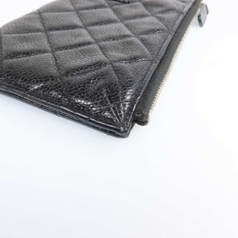 CHANEL 牛皮皮革Phone Zipper Wallet銀扣長錢包-8