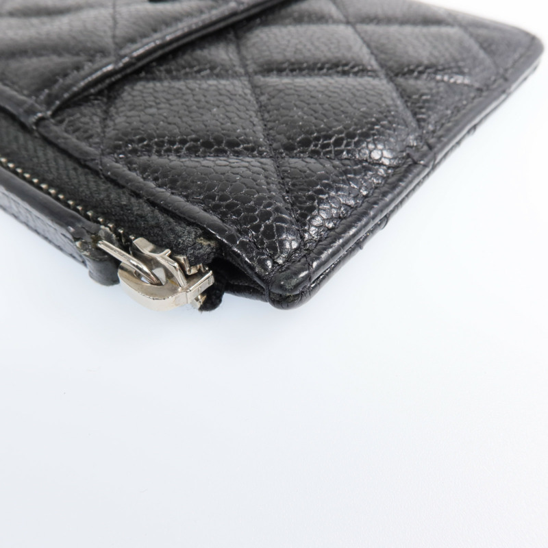 CHANEL 牛皮皮革Phone Zipper Wallet銀扣長錢包-9