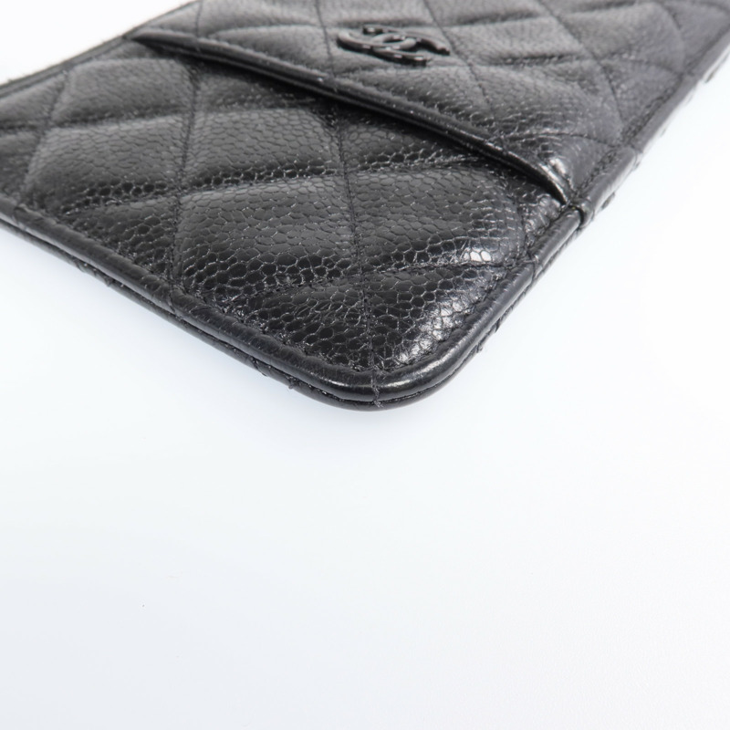 CHANEL 牛皮皮革Phone Zipper Wallet銀扣長錢包-10