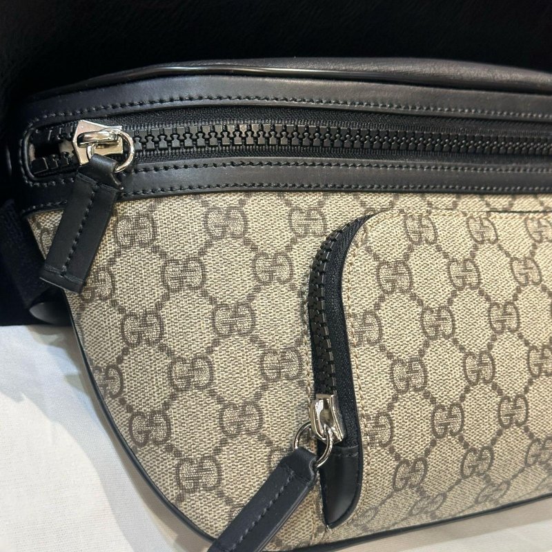 💎Han's house精品服飾💎 GUCCI 古馳 GG Supreme 塗層帆布 皮革 大款 腰包-4