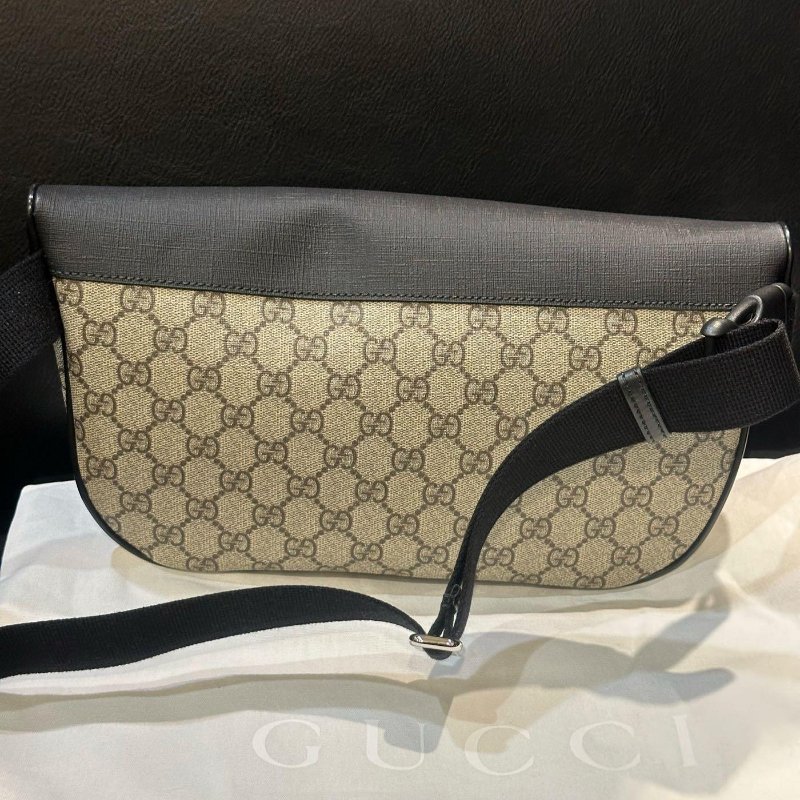💎Han's house精品服飾💎 GUCCI 古馳 GG Supreme 塗層帆布 皮革 大款 腰包-5