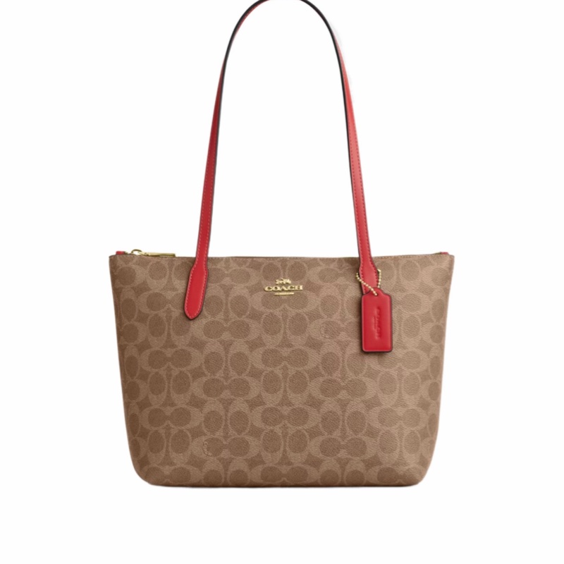 Coach 女士 FIONA 經典SIGNATURE 拉鍊托特包均碼 通用碼24cm*10cm*21cm-0