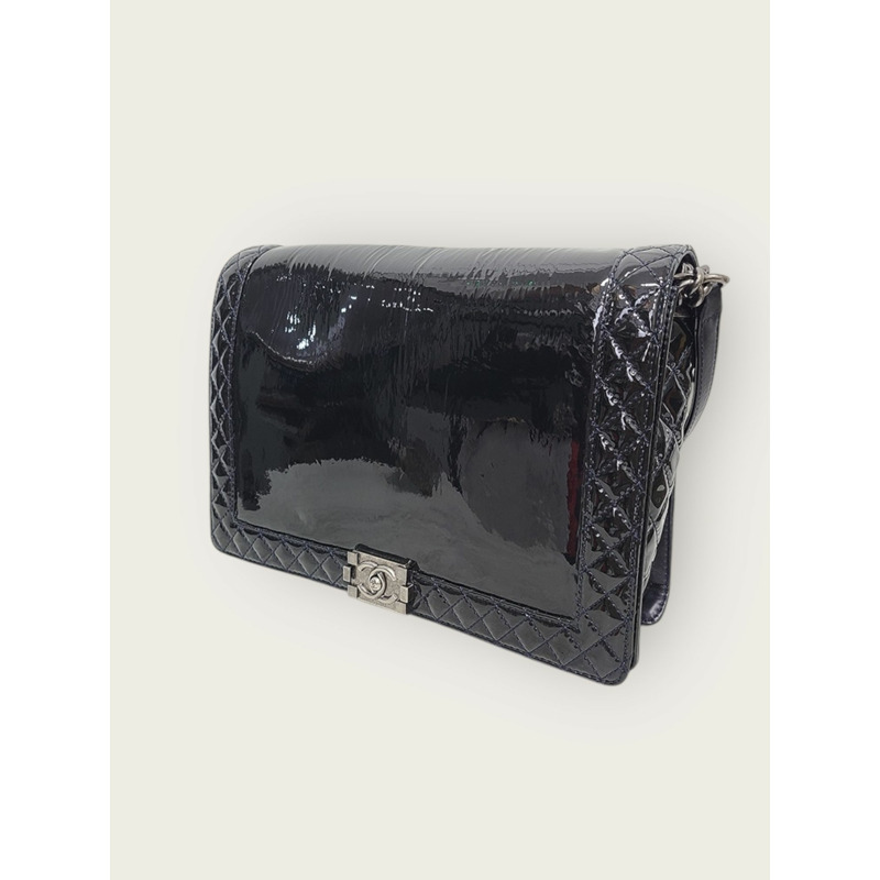 【包稅】CHANEL 專利復古銀色大號男童包-2