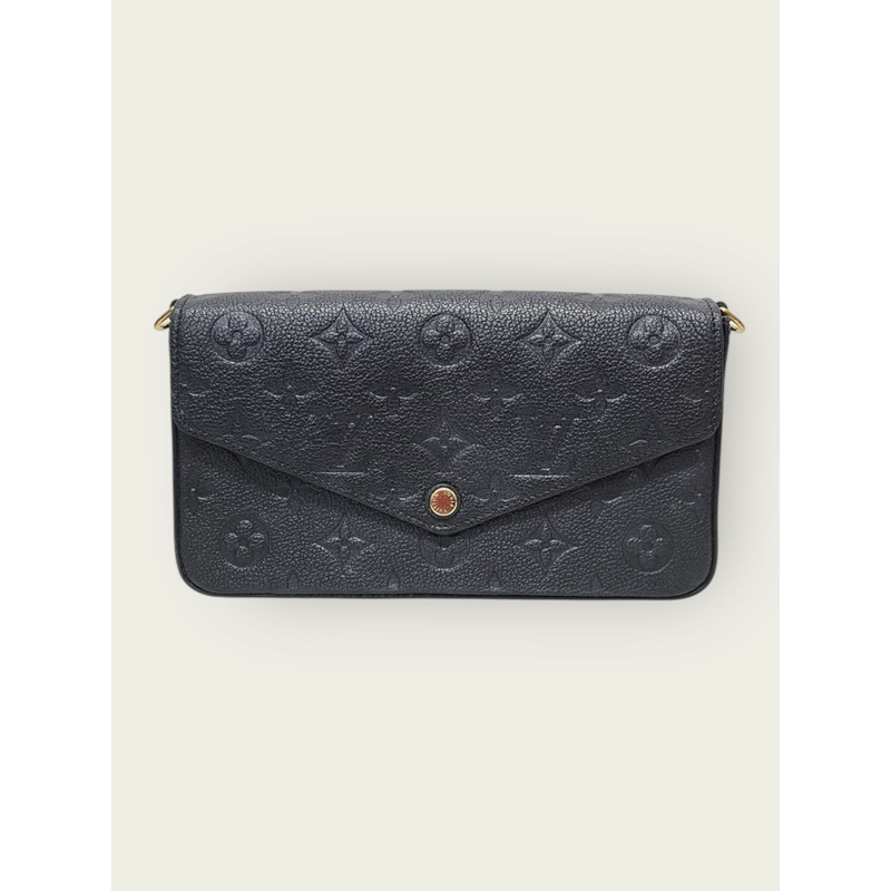 【包稅】LOUIS VUITTON 黑色 Empreinte Pochette Felicie 鏈條皮夾斜背包-0