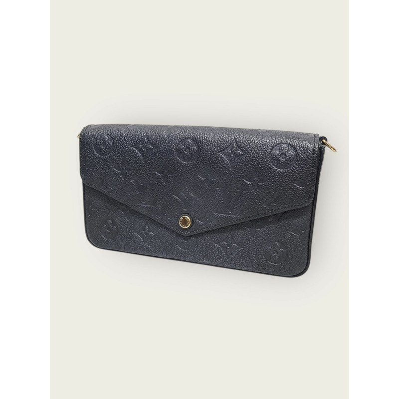 【包稅】LOUIS VUITTON 黑色 Empreinte Pochette Felicie 鏈條皮夾斜背包-1