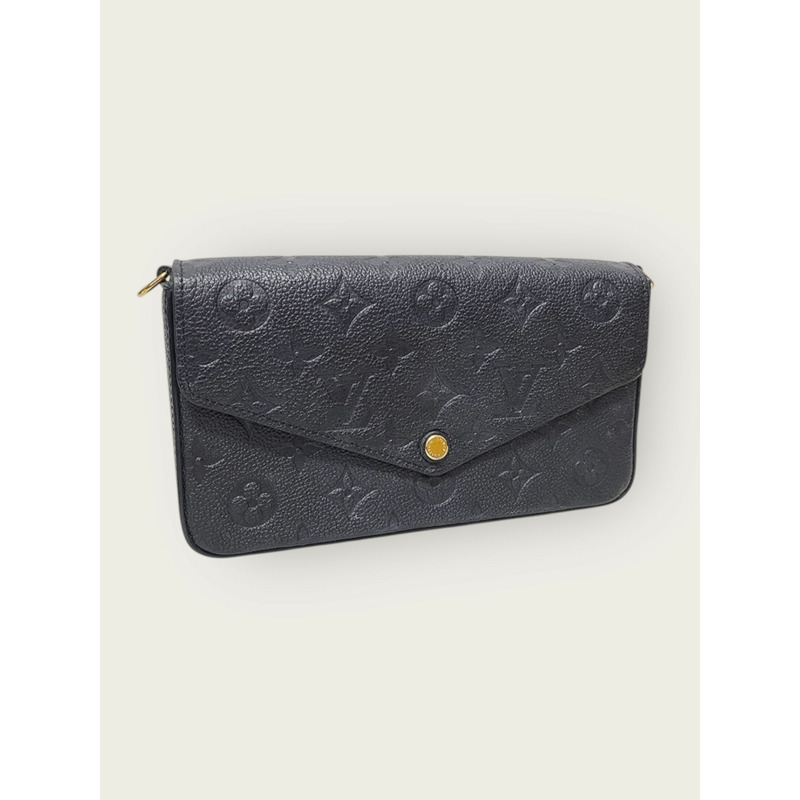 【包稅】LOUIS VUITTON 黑色 Empreinte Pochette Felicie 鏈條皮夾斜背包-2