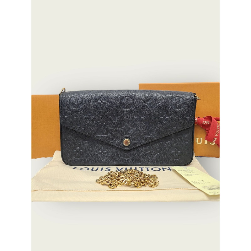 【包稅】LOUIS VUITTON 黑色 Empreinte Pochette Felicie 鏈條皮夾斜背包-6