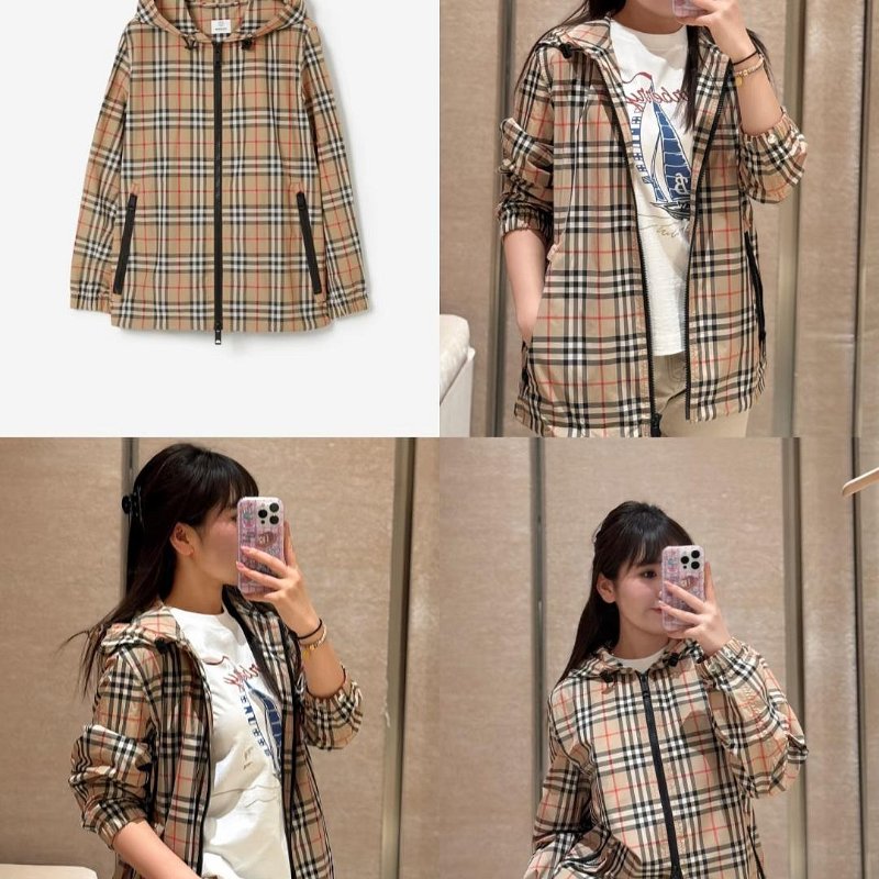 💎Han's house精品服飾💎Burberry 格紋 風衣 連帽 外套 原價49100-3