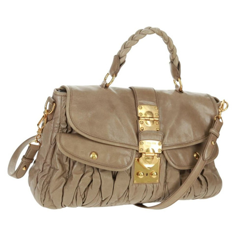 Miu Miu Matelasse 手提包 皮革 2way 米色 金 正品 163285V