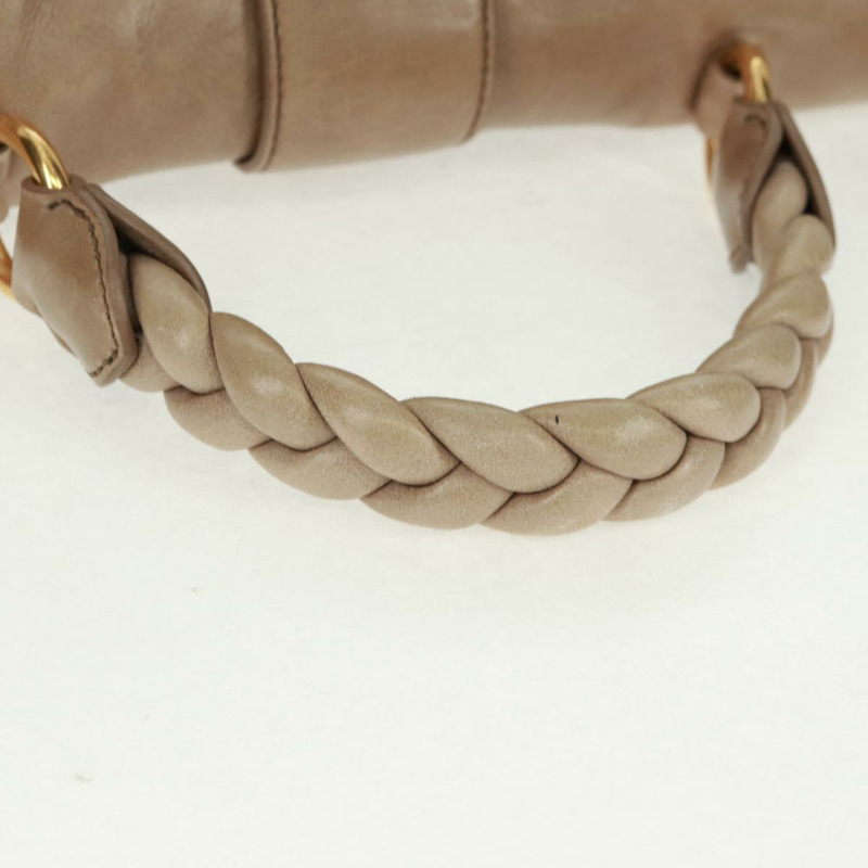 【日本直送】Miu Miu Matelasse 手提包 皮革 2way 米色 金 正品 163285V-6