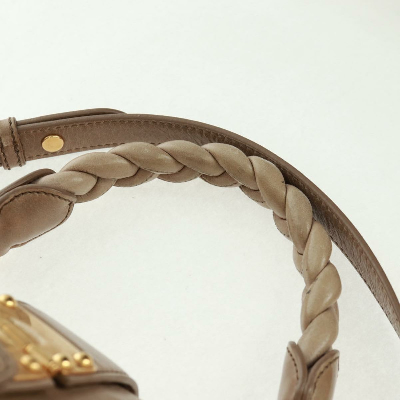 【日本直送】Miu Miu Matelasse 手提包 皮革 2way 米色 金 正品 163285V-13