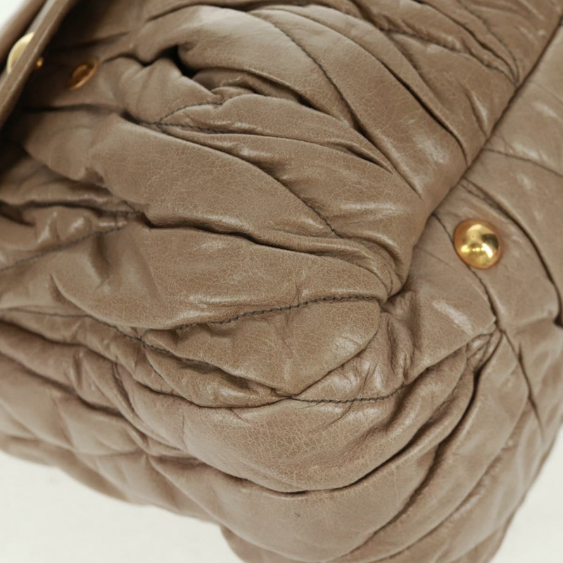 【日本直送】Miu Miu Matelasse 手提包 皮革 2way 米色 金 正品 163285V-15