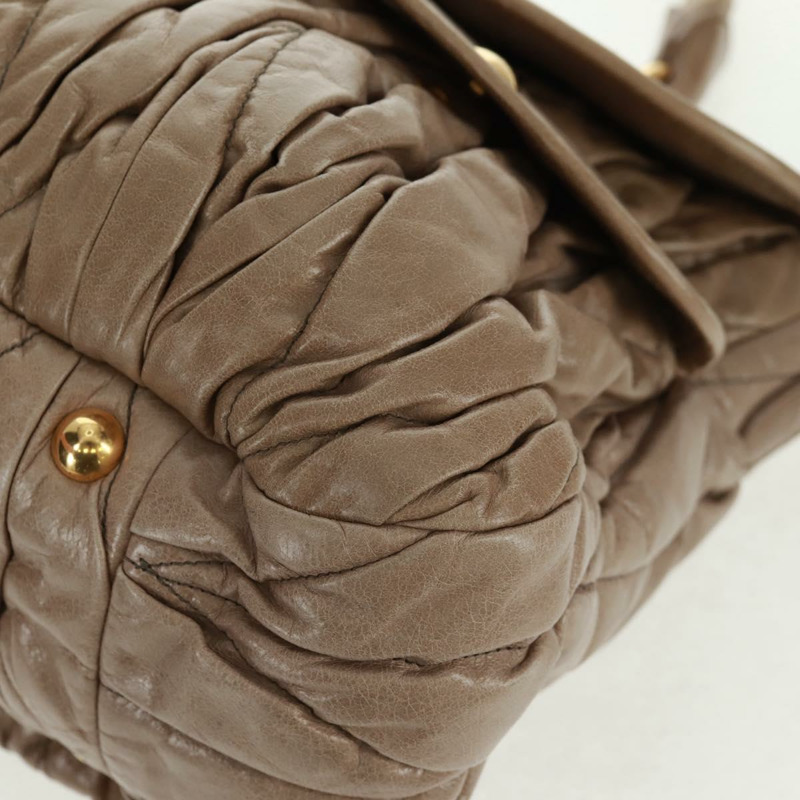 【日本直送】Miu Miu Matelasse 手提包 皮革 2way 米色 金 正品 163285V-16