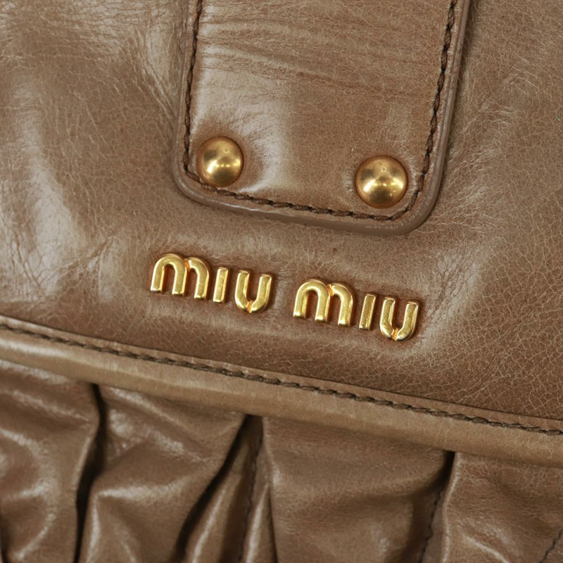【日本直送】Miu Miu Matelasse 手提包 皮革 2way 米色 金 正品 163285V-19