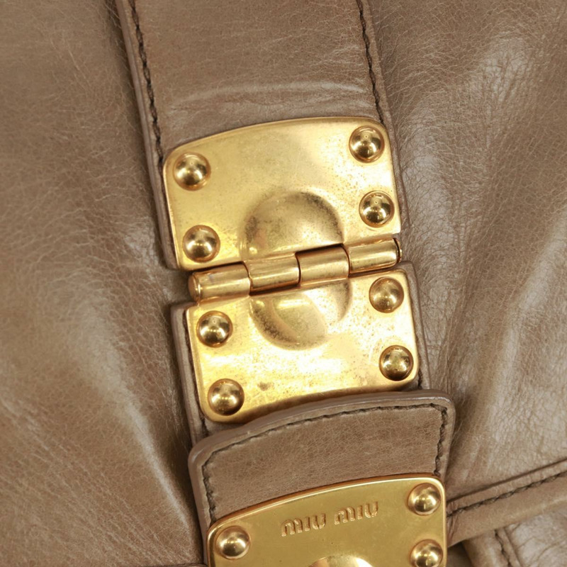 【日本直送】Miu Miu Matelasse 手提包 皮革 2way 米色 金 正品 163285V-20