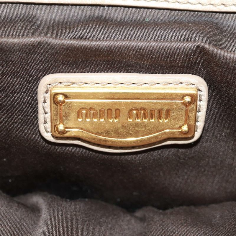 【日本直送】Miu Miu Matelasse 手提包 皮革 2way 米色 金 正品 163285V-24