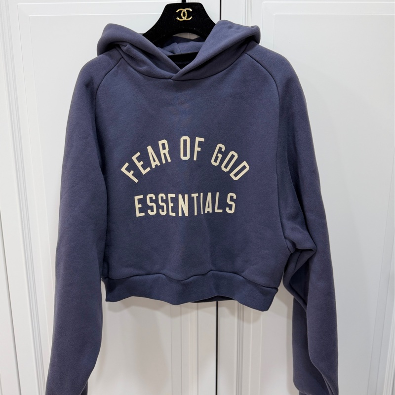FEAR OF GOD ESSENTIALS Cropped 海軍藍 短版 連帽衫 連帽T  帽T-5