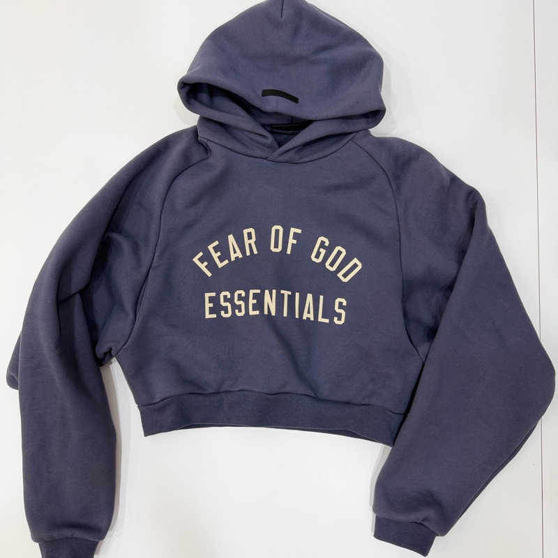 FEAR OF GOD ESSENTIALS Cropped 海軍藍 短版 連帽衫 連帽T  帽T-7