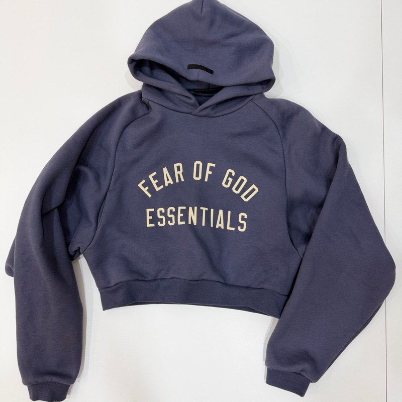 FEAR OF GOD ESSENTIALS Cropped 海軍藍 短版 連帽衫 連帽T  帽T-10