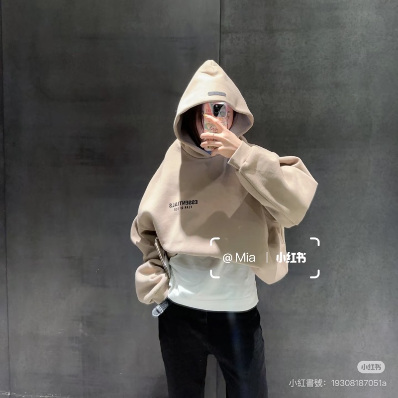 FEAR OF GOD ESSENTIALS Cropped 卡其 短版 連帽衫 連帽T  帽T-2