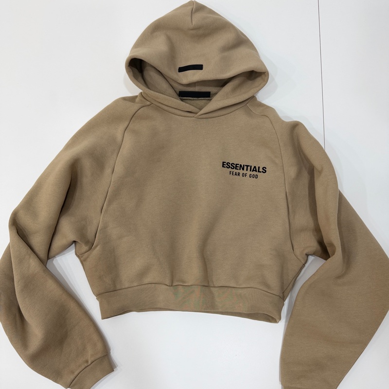 FEAR OF GOD ESSENTIALS Cropped 卡其 短版 連帽衫 連帽T  帽T-6