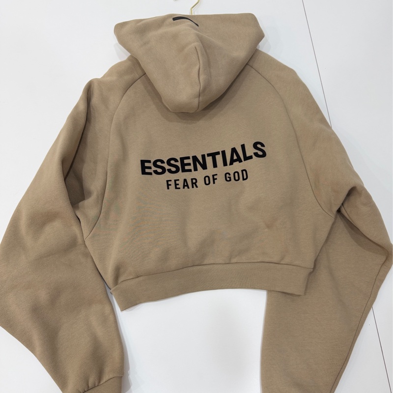 FEAR OF GOD ESSENTIALS Cropped 卡其 短版 連帽衫 連帽T  帽T-7