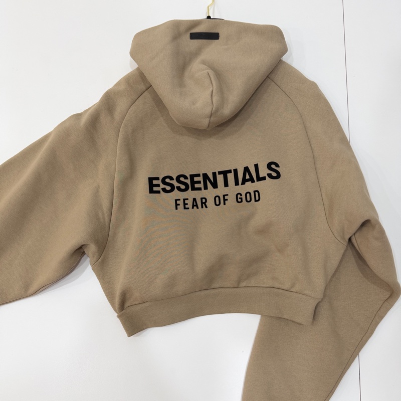 FEAR OF GOD ESSENTIALS Cropped 卡其 短版 連帽衫 連帽T  帽T-8
