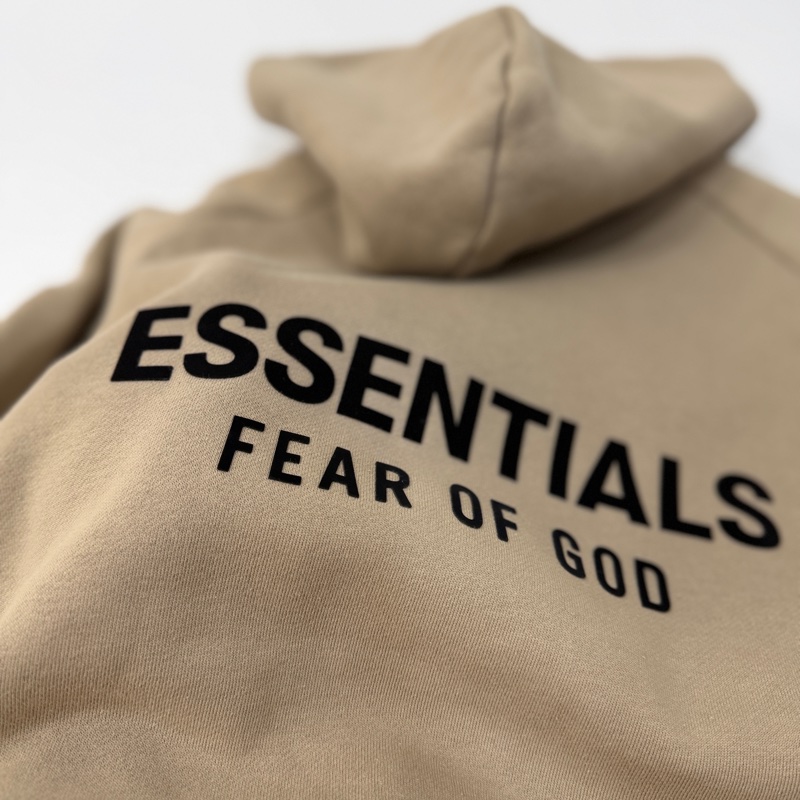 FEAR OF GOD ESSENTIALS Cropped 卡其 短版 連帽衫 連帽T  帽T-9