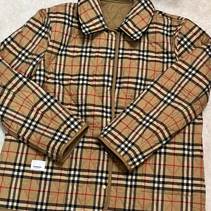Burberry 燈芯絨衣領菱形縫線外套（雙面穿）-0