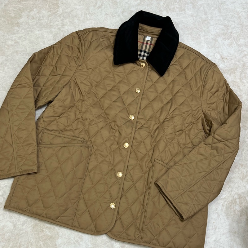 Burberry 燈芯絨衣領菱形縫線外套（雙面穿）-5